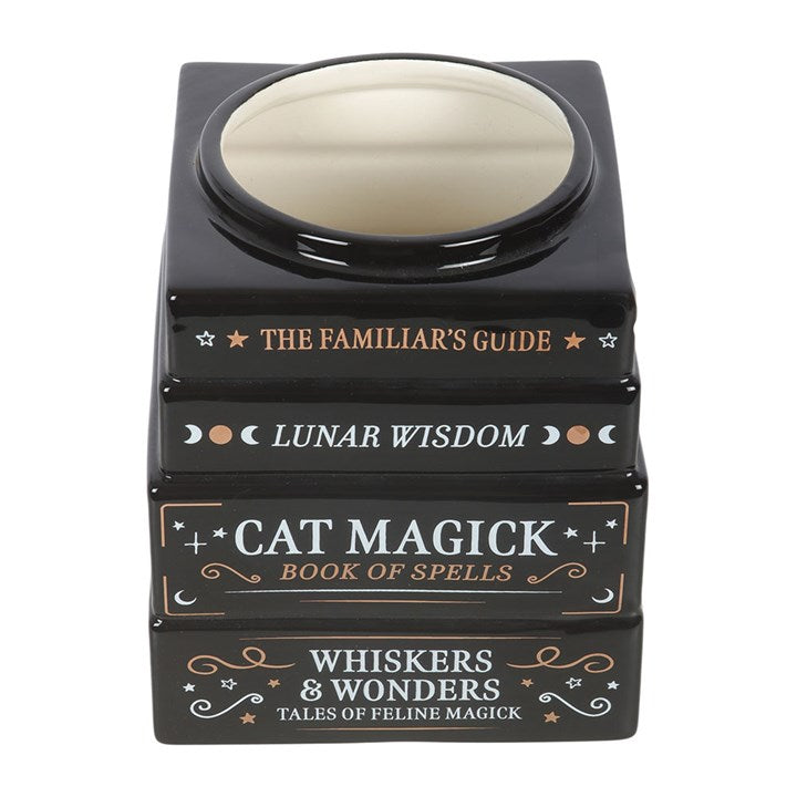 Black Cat Magick Book Stack Vase – Witchy Gothic Décor