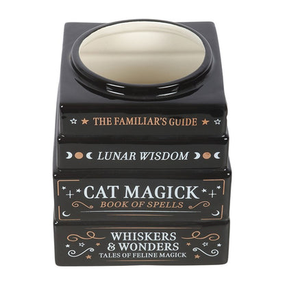 Black Cat Magick Book Stack Vase – Witchy Gothic Décor