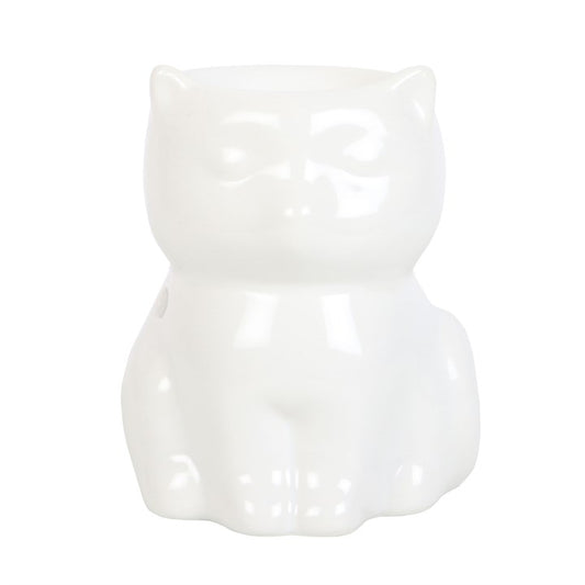 White Cat Oil Burner | Ceramic Cat Lover Gift