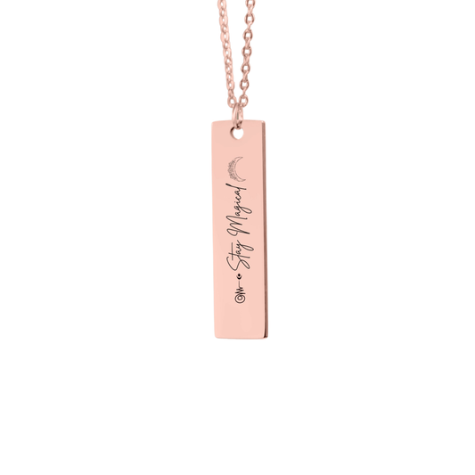 A rose gold bar pendant necklace