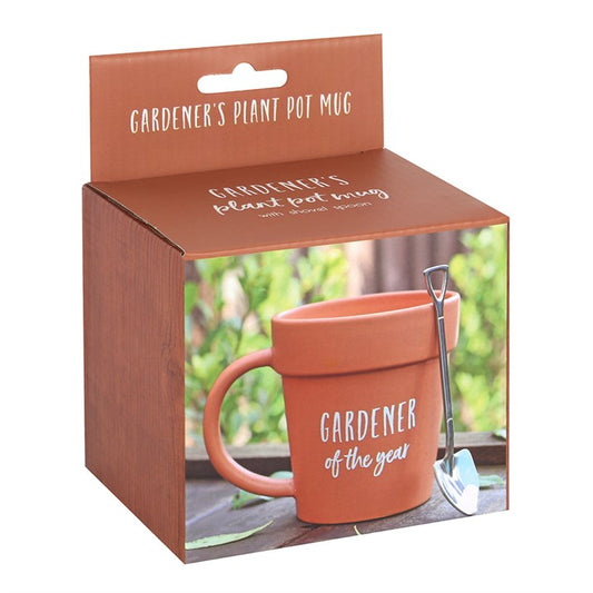 Plant Pot Mug with Shovel Spoon | Gardener Gift UK