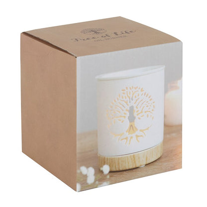 *White Tree of Life Cut Out Ceramic Oil Burner (6/18)