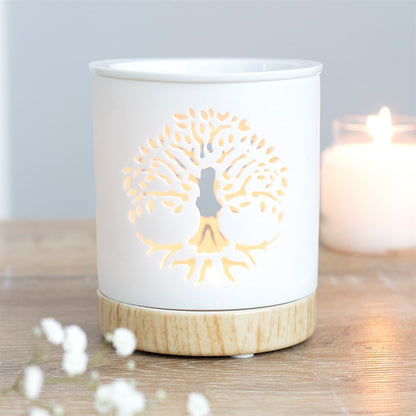 *White Tree of Life Cut Out Ceramic Oil Burner (6/18)