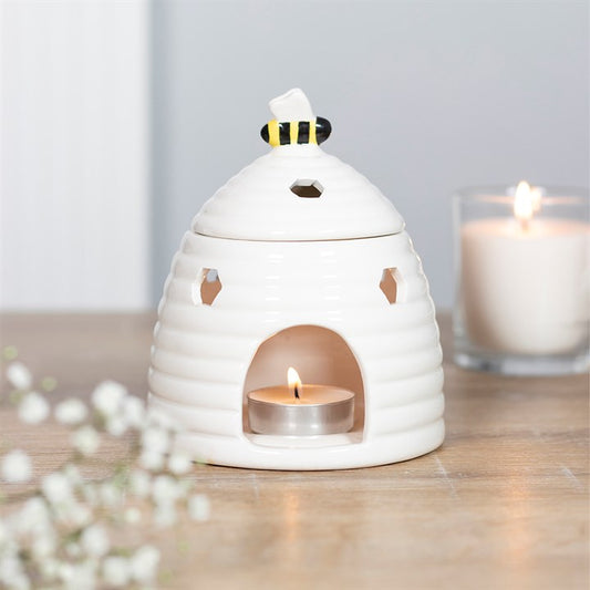 *White Beehive Ceramic Oil Burner (12/24)