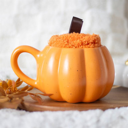 Pumpkin Shaped Mug and Socks Set