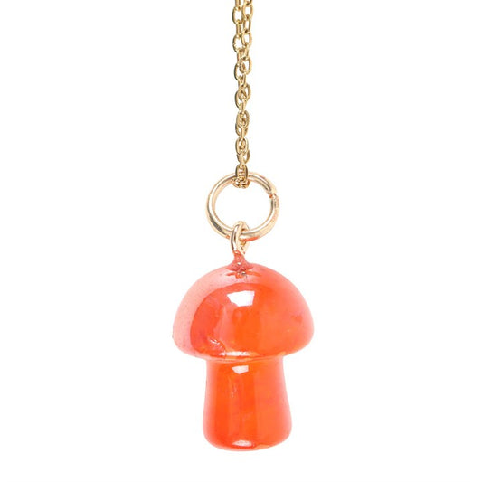Orange Crystal Mushroom Necklace & Greeting Card