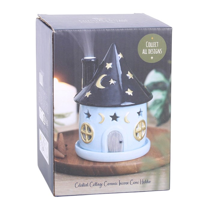 Celestial Cottage Incense Cone Holder – Moon & Stars