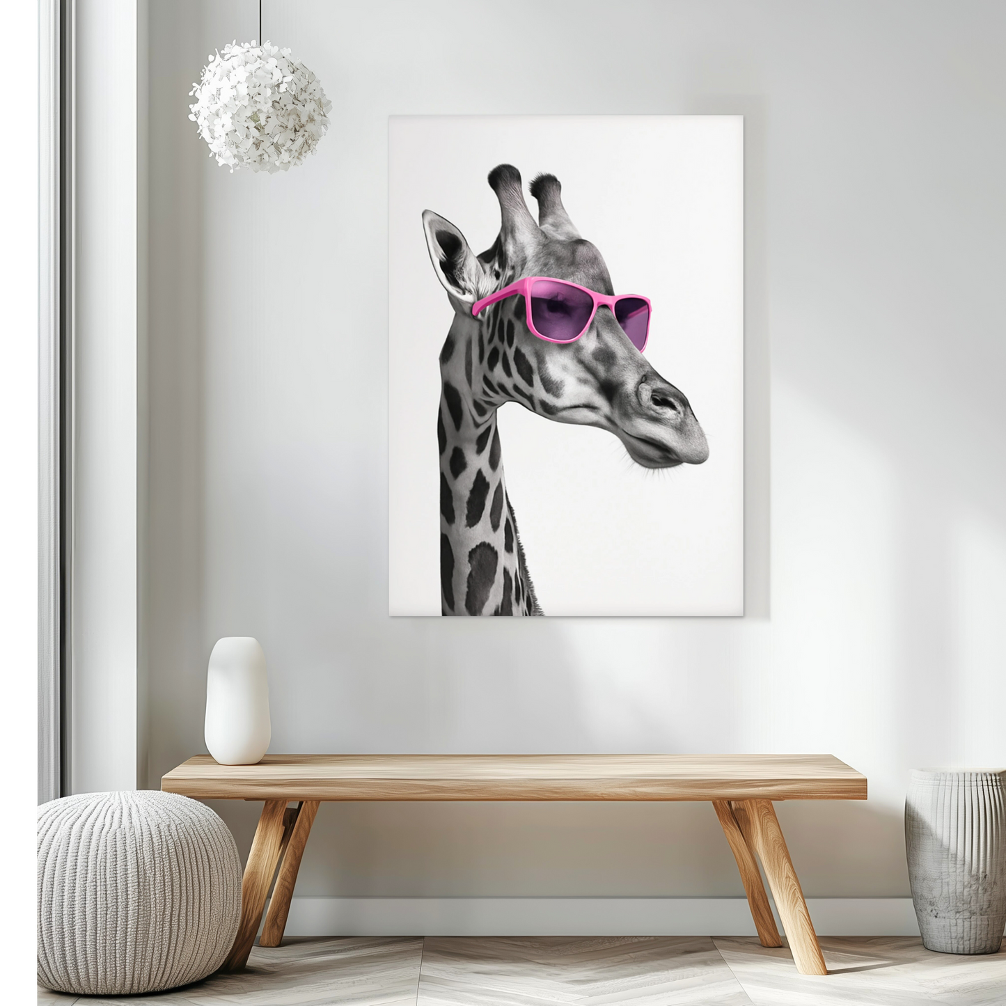 Giraffe Pink Glasses Fine Art Poster