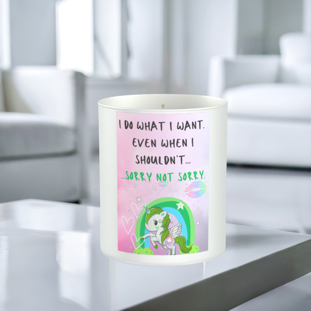 I Do What I Want Unicorn 200g White candle ‘Sandy Bay'