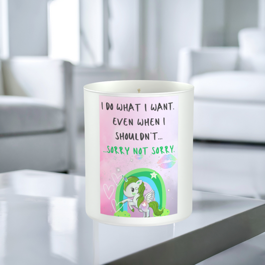 I Do What I Want Unicorn 200g White candle ‘Sandy Bay'