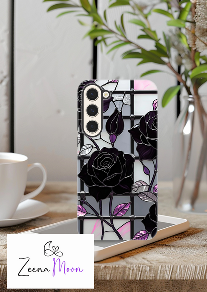 Black Rose Stained Glass Tough Case For Samsung