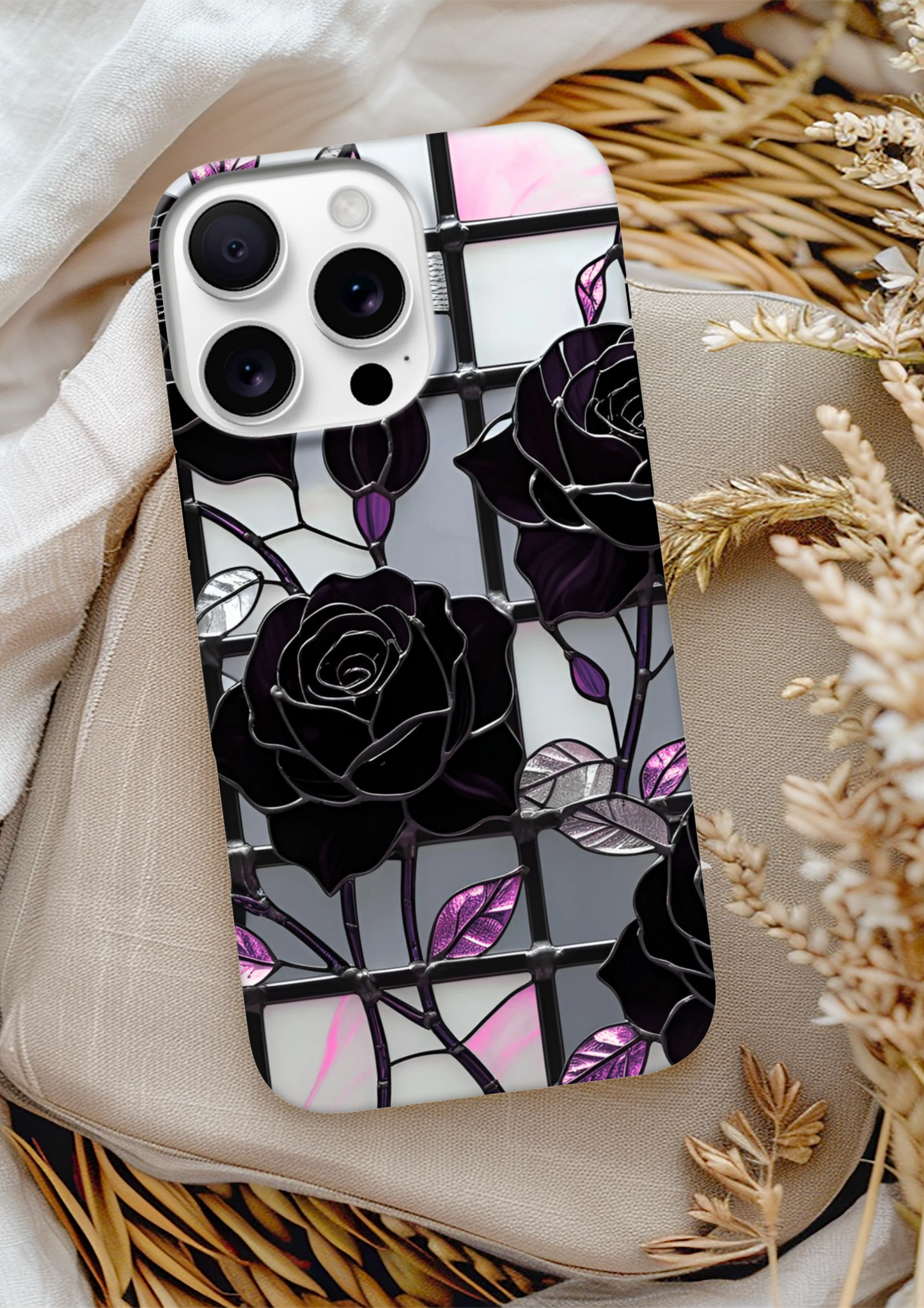 Black Rose Stained Glass Tough Case For I Phone