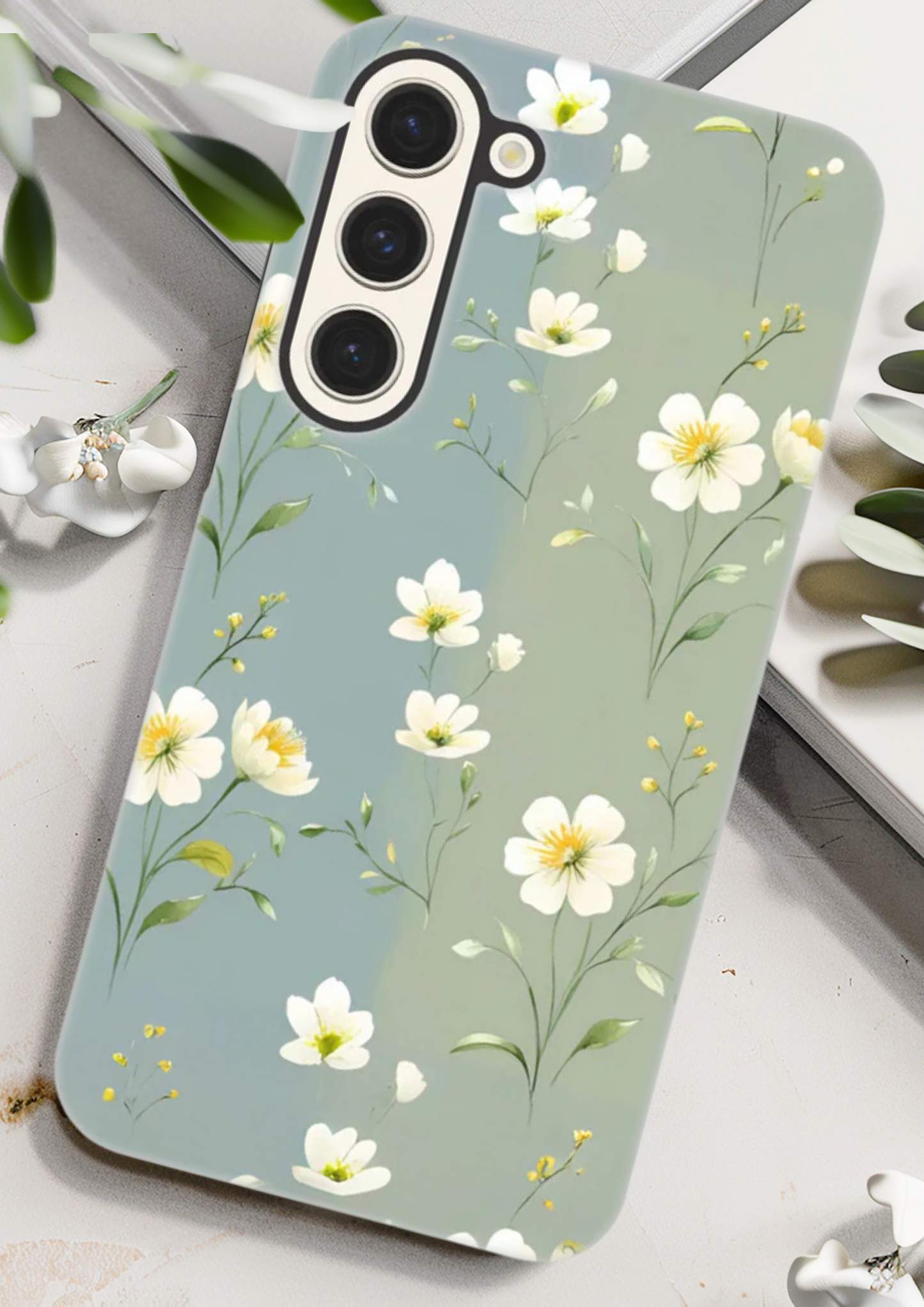 Wild Bloom Green & Blue Floral Tough Phone Case For Samsung Galaxy