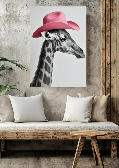 “Cowgirl Chic” Giraffe Canvas Print