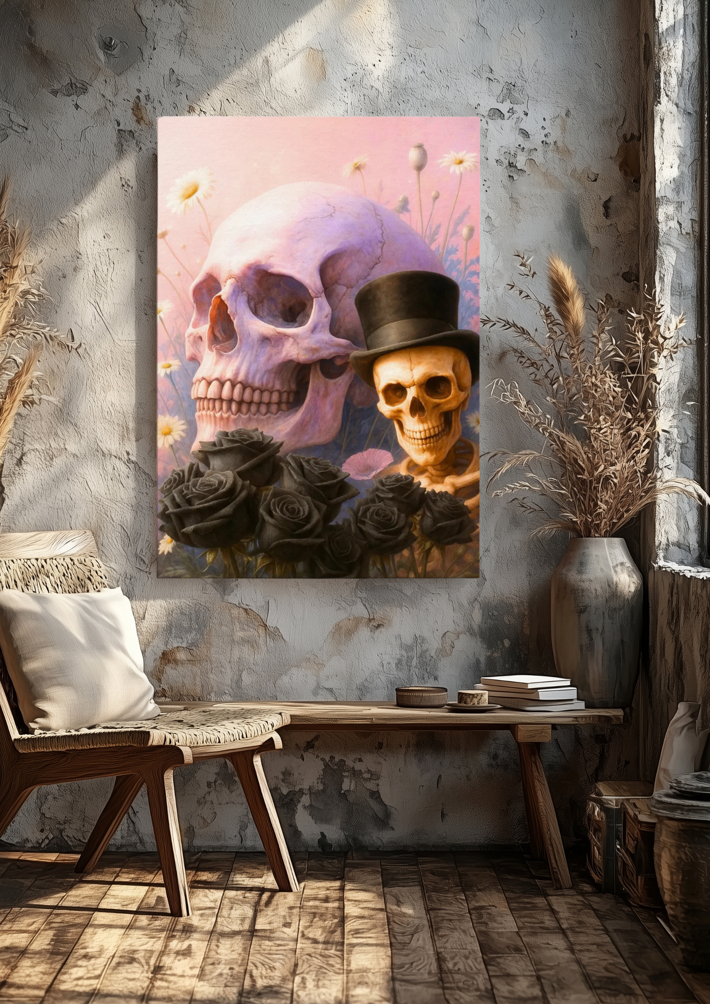 “Midnight Mischief: The Enchanted Skulls” Canvas Print