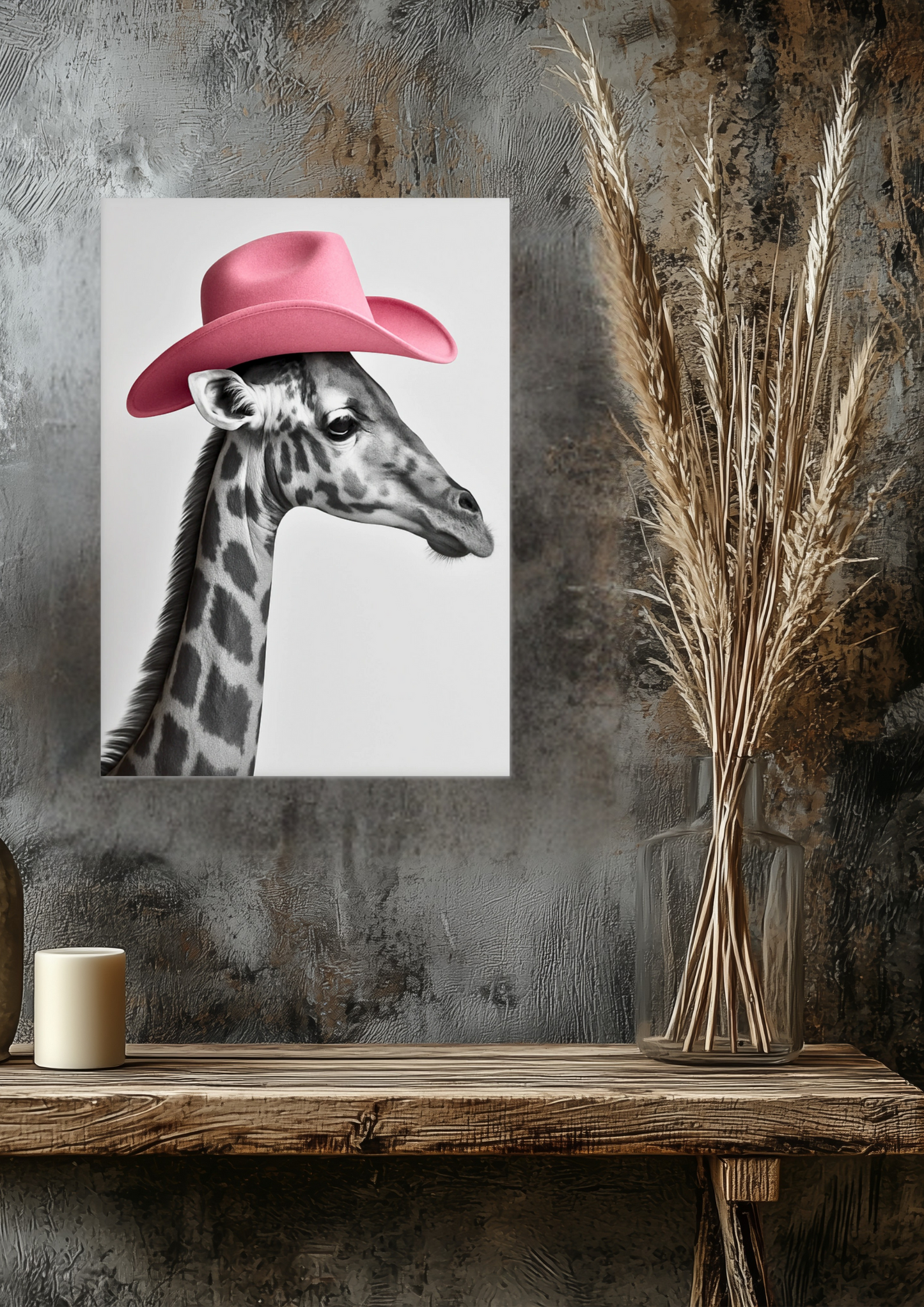 Giraffe Cowboy Hat Fine Art Poster