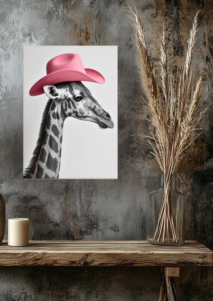Giraffe Cowboy Hat Fine Art Poster
