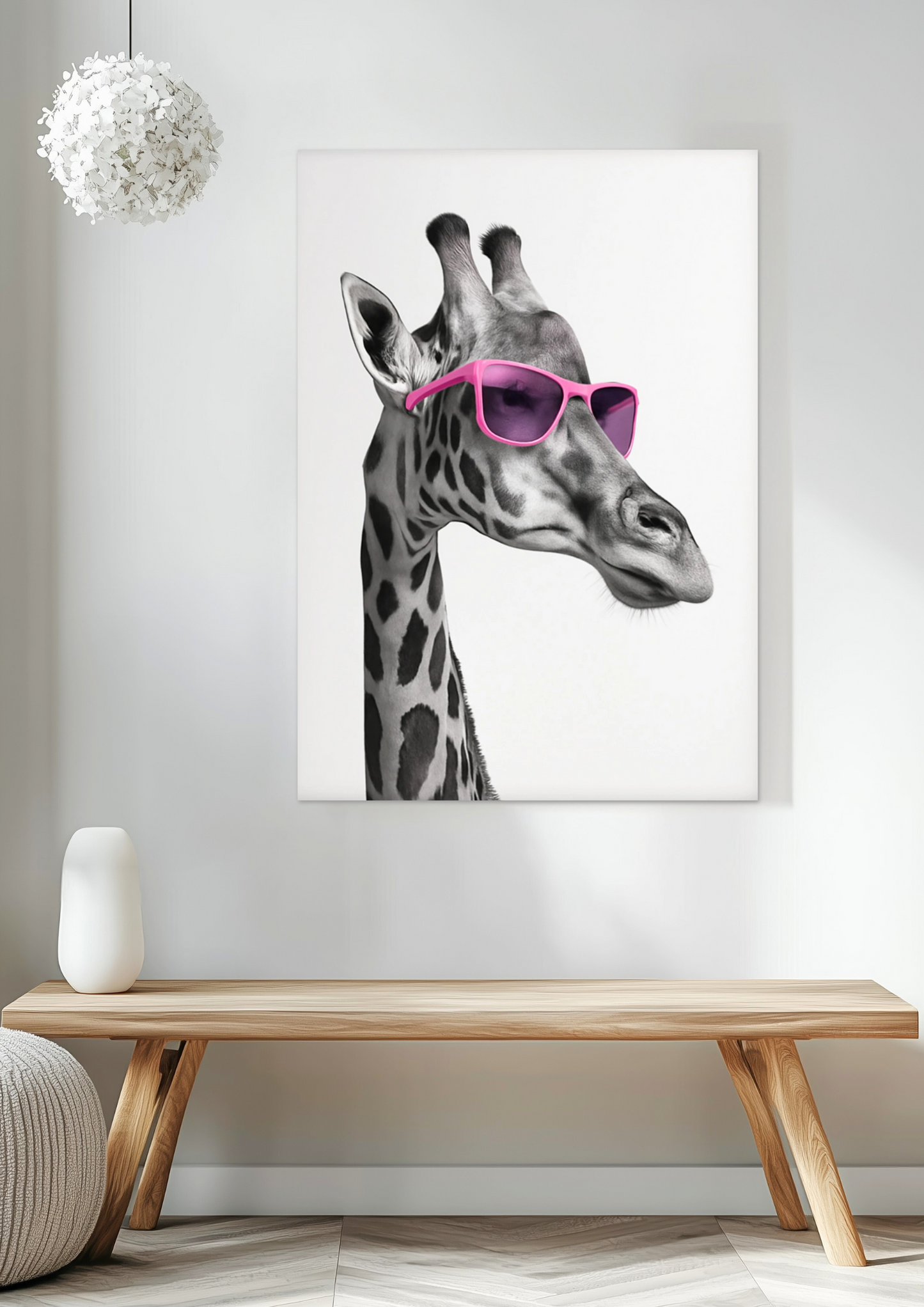 Giraffe Pink Glasses Fine Art Poster