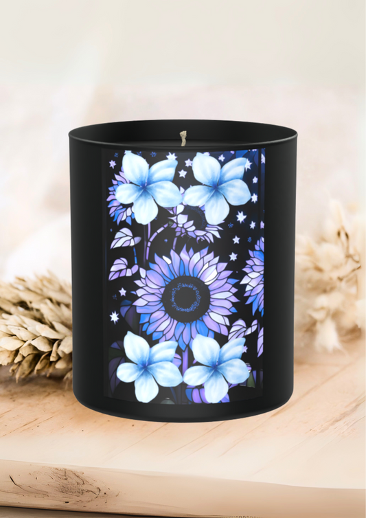Cosmic blooms, smoky midnight, and celestial confidence 200g Black Candle ‘Dark Noir’