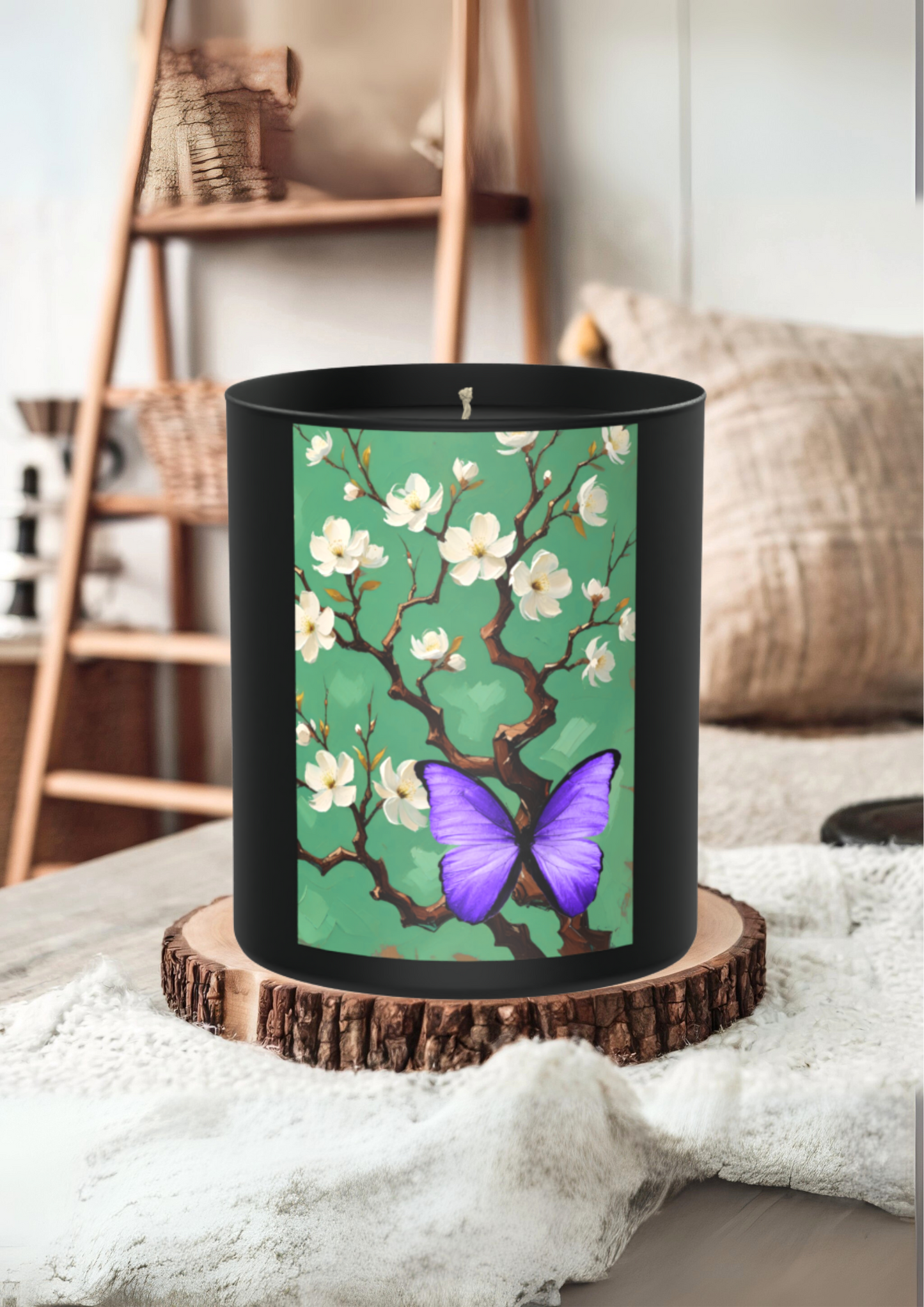 Spring blossoms, deep woods, and gentle transformation 200g Black Candle ‘Dark Noir’