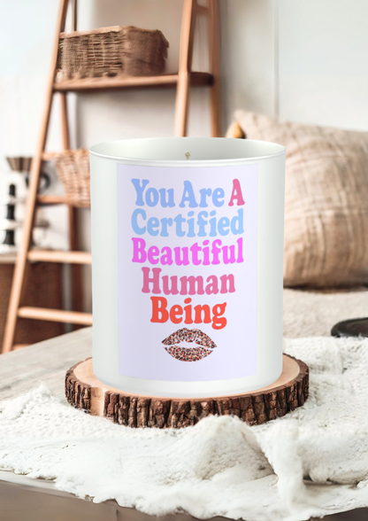 Certified Beautiful Human Being 200g White candle ‘Sandy Bay'