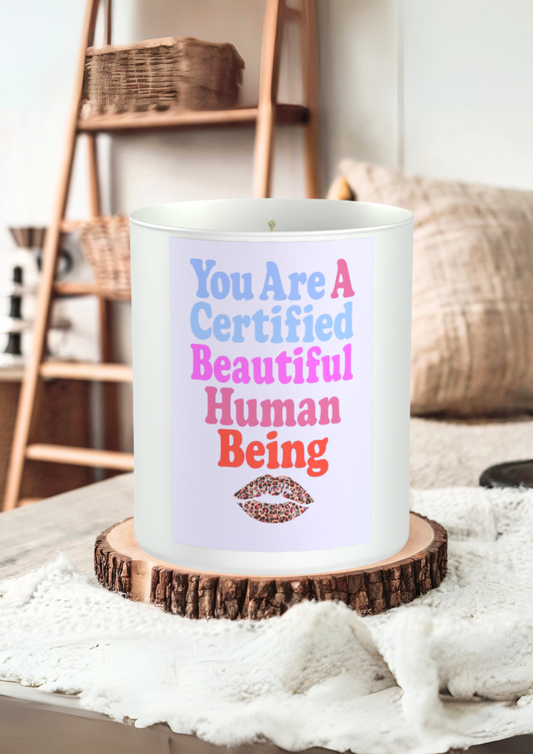 Certified Beautiful Human Being 200g White candle ‘Sandy Bay'