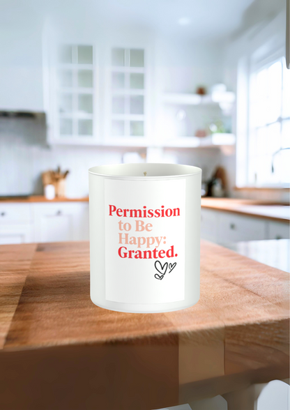 Permission to Be Happy: Granted 200g White candle ‘Sandy Bay'