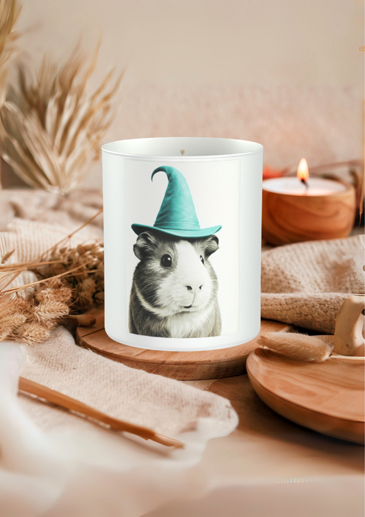 Guinea Pig Witch Hat 200g White candle ‘Sandy Bay'