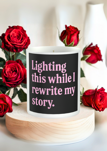 Lighting This While I Rewrite My Story 200g White candle ‘Sandy Bay'