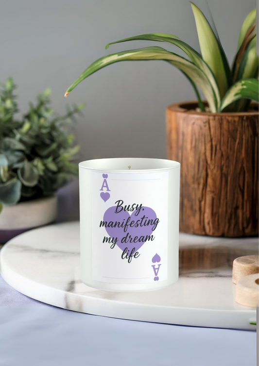 Busy Manifesting My Dream Life 200g White candle ‘Sandy Bay'
