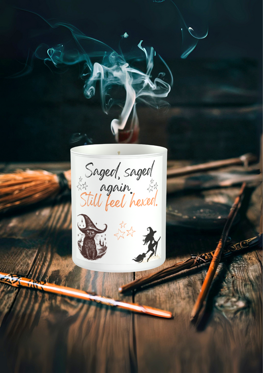 Saged, saged again. 200g White candle ‘Sandy Bay'