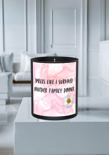 Smells Like I Survived Another Family Dinner 200g Black Candle ‘Dark Noir’