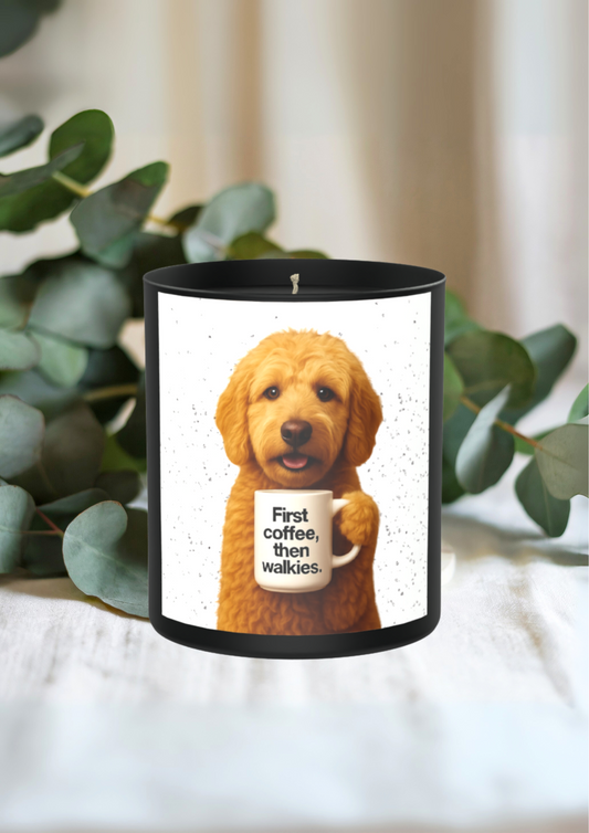 First Coffee, Then Walkies Dog 200g Black Candle ‘Dark Noir’