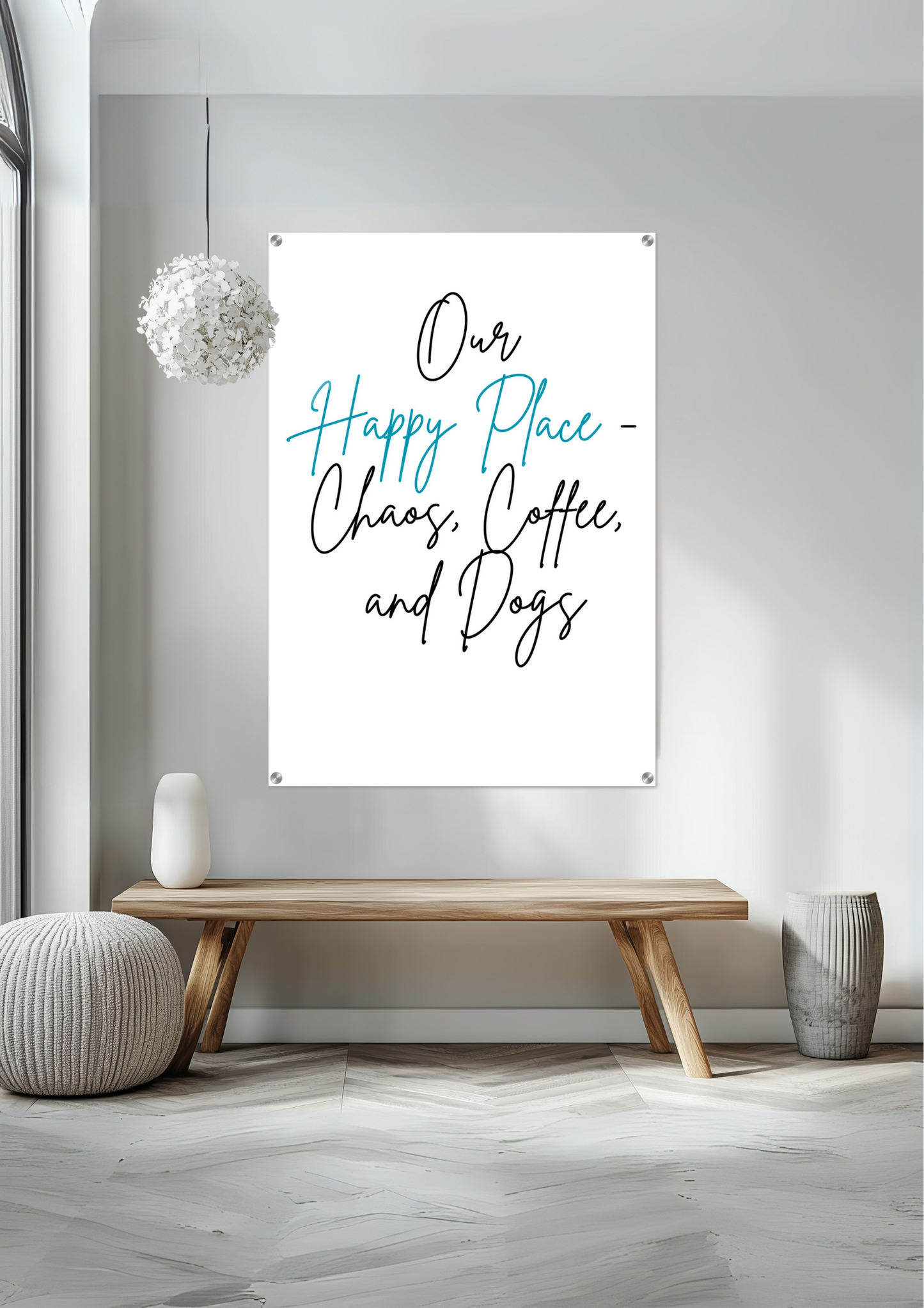 Our Happy Place Chaos Coffee And Dogs Acrylic Print