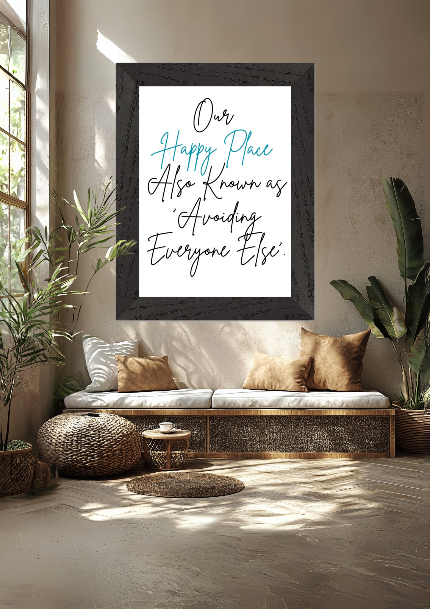 Our Happy Place Avoiding Everyone Else Museum-Quality Matte Paper Wooden Framed Poster - Premium Wooden Framed Poster With Premium Semi-Glossy Paper