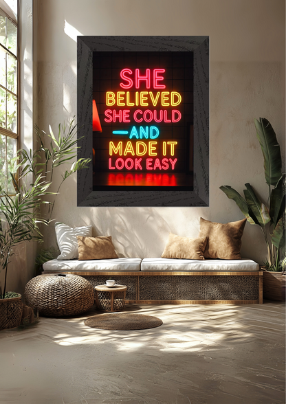 She Believed She Could Premium Wooden Framed Poster With Premium Semi-Glossy Paper