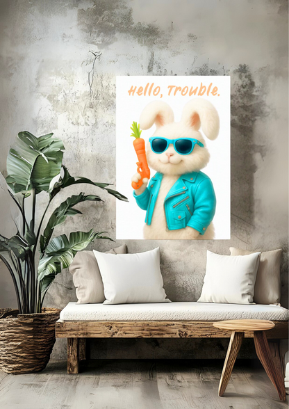 Hello Trouble Rabbit Canvas