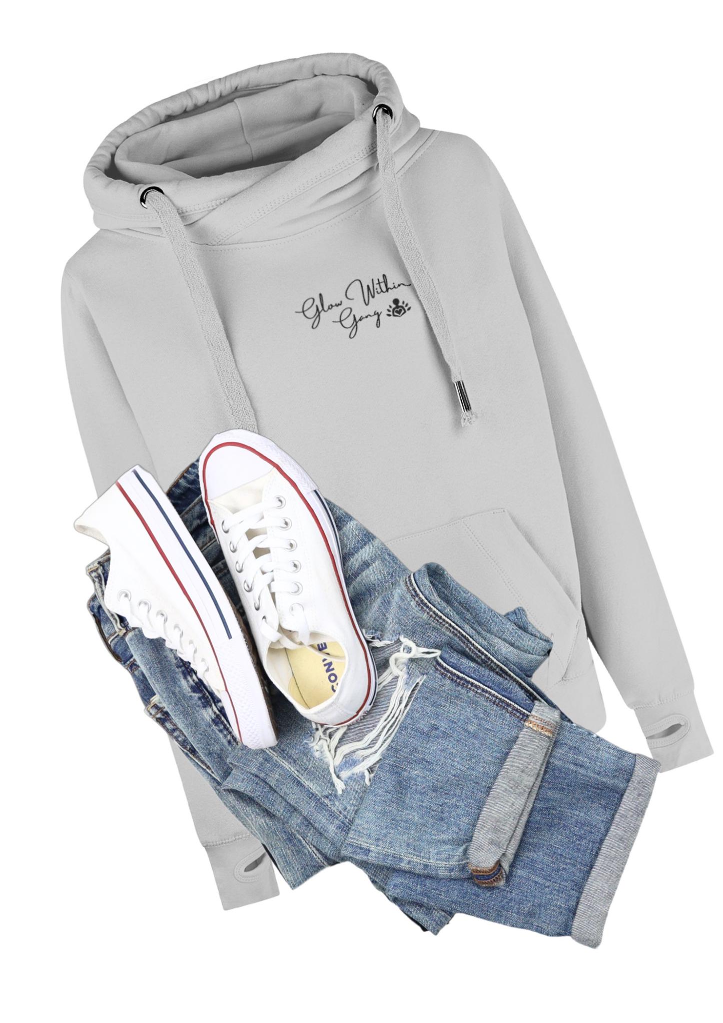 Cross Neck Hoodie Glow Within Gang