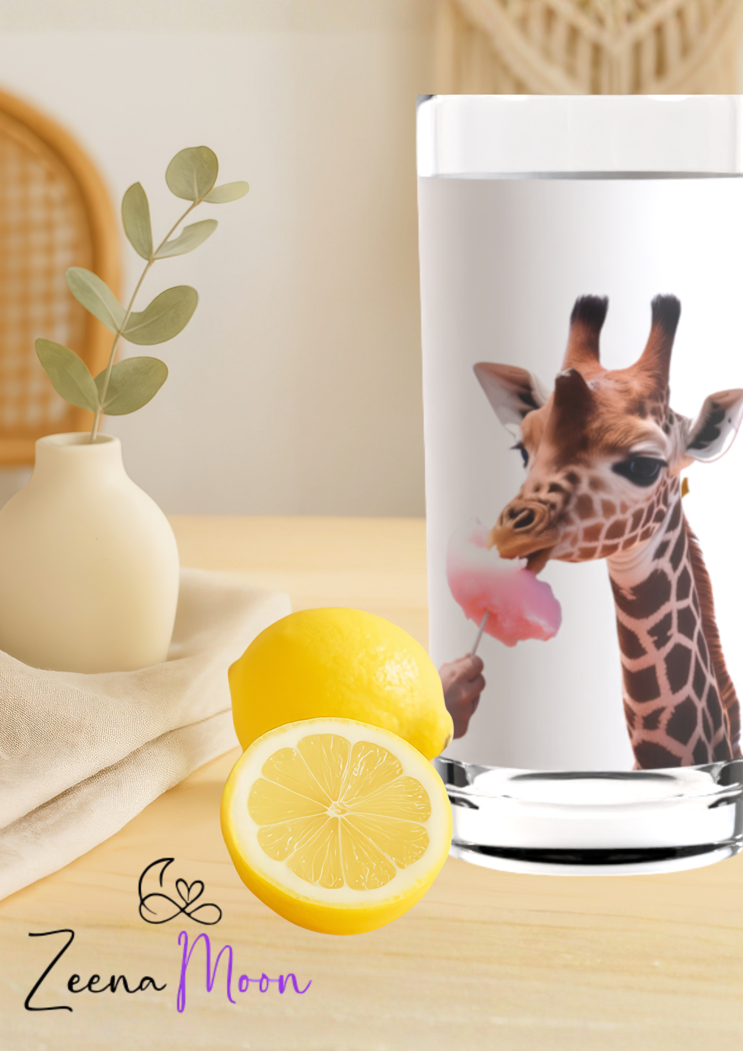 Cotton Candy Giraffe Highball Glass
