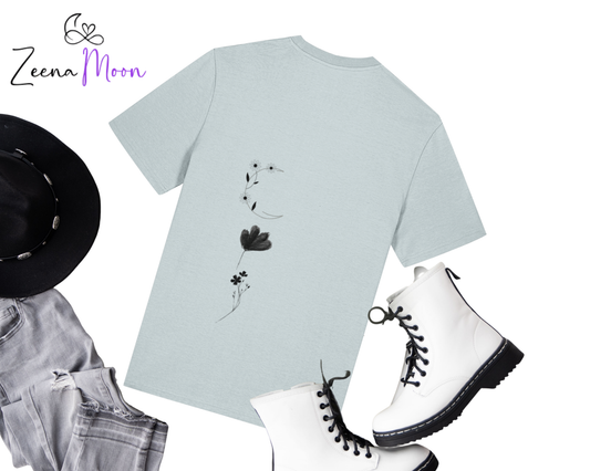 Wildflower Moon Back Back Print 100% organic ringspun combed cotton premium T-shirt