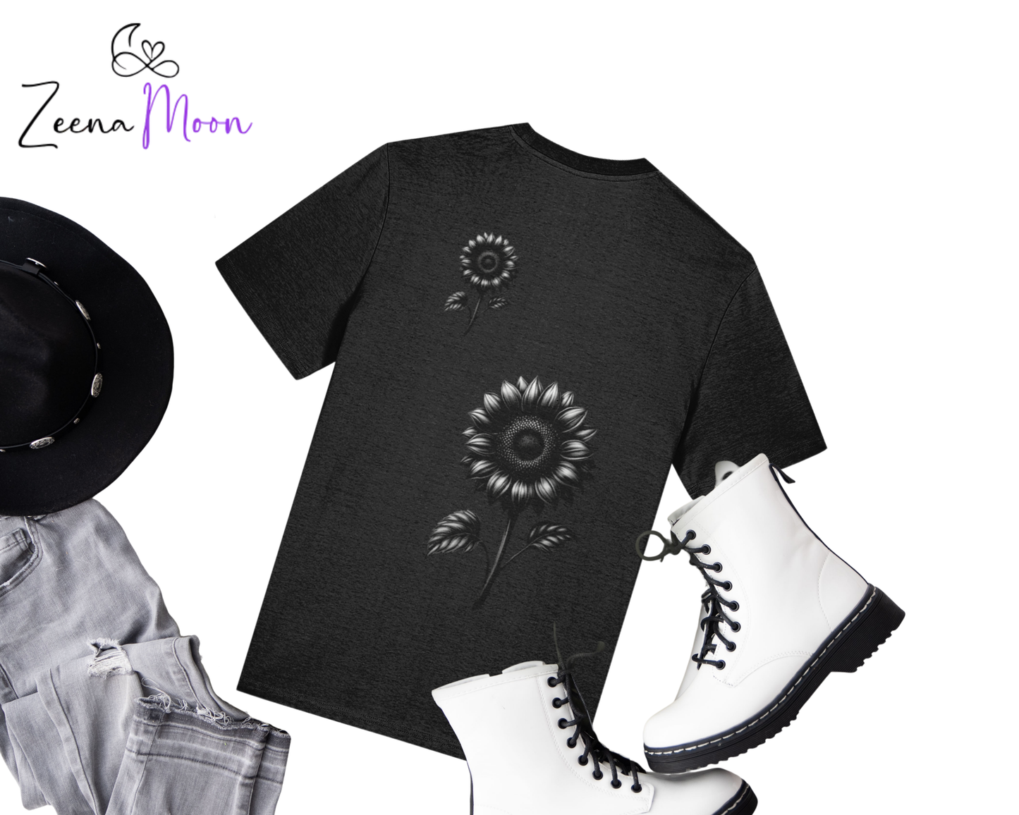 Dark Bloom Back Print 100% organic ringspun combed cotton premium T-shirt