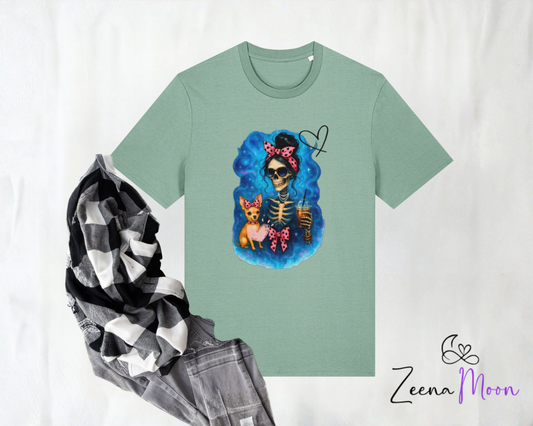 Dead Inside, Caffeinated Outside 100% organic ringspun combed cotton premium T-shirt
