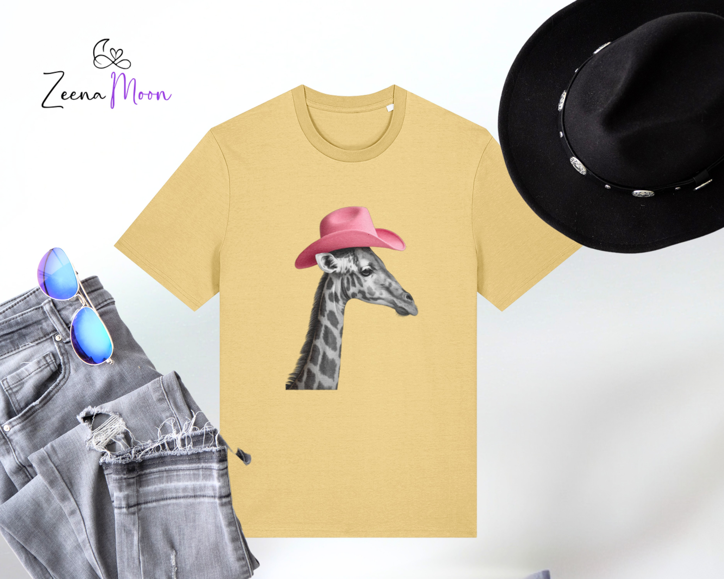 Cowgirl Giraffe 100% organic ringspun combed cotton premium T-shirt