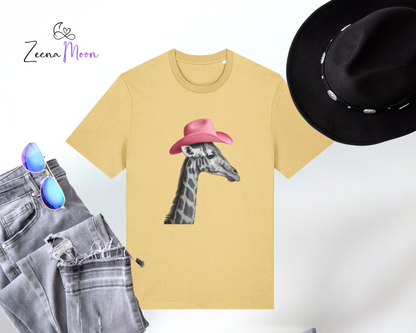 Cowgirl Giraffe 100% organic ringspun combed cotton premium T-shirt