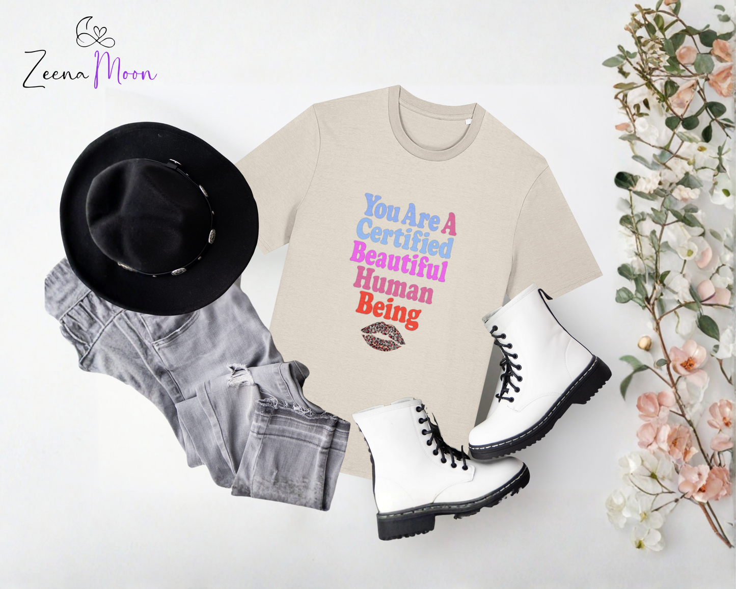 Certified Beautiful Human 100% organic ringspun combed cotton premium T-shirt