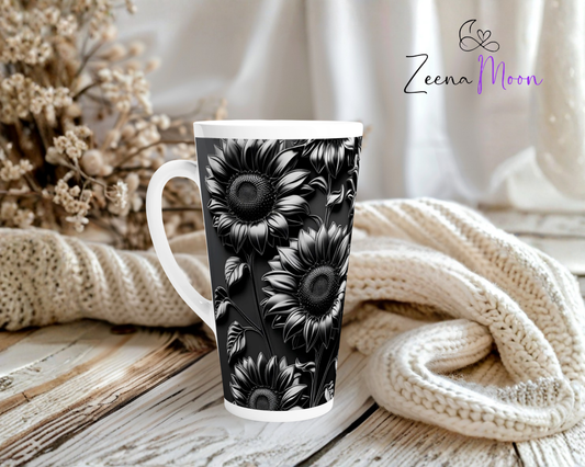 Shadow Sunflower White Latte 17oz Ceramic Mug