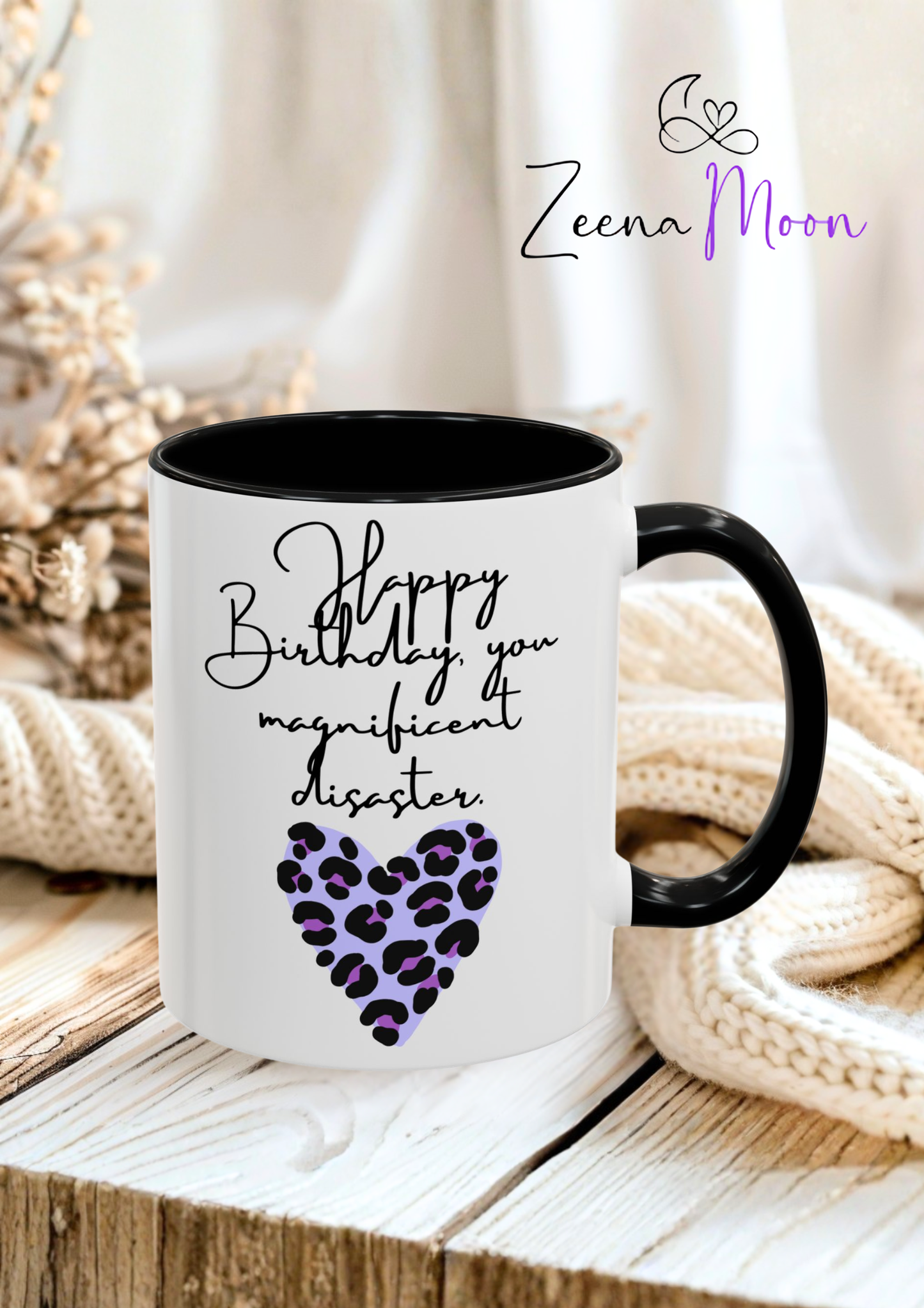 Leopard Heart Coffee Mug – Fun Birthday Gift for Friends, Cute Coffee Cup, Unique Drinkware, Birthday Party Decor, Animal Print Mug