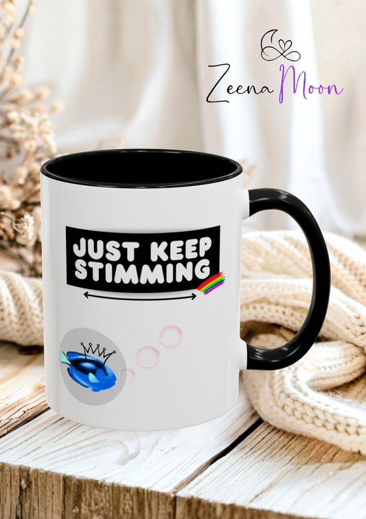 Just Keep Stimming Fish Accent Coffee Mug (11, 15oz)