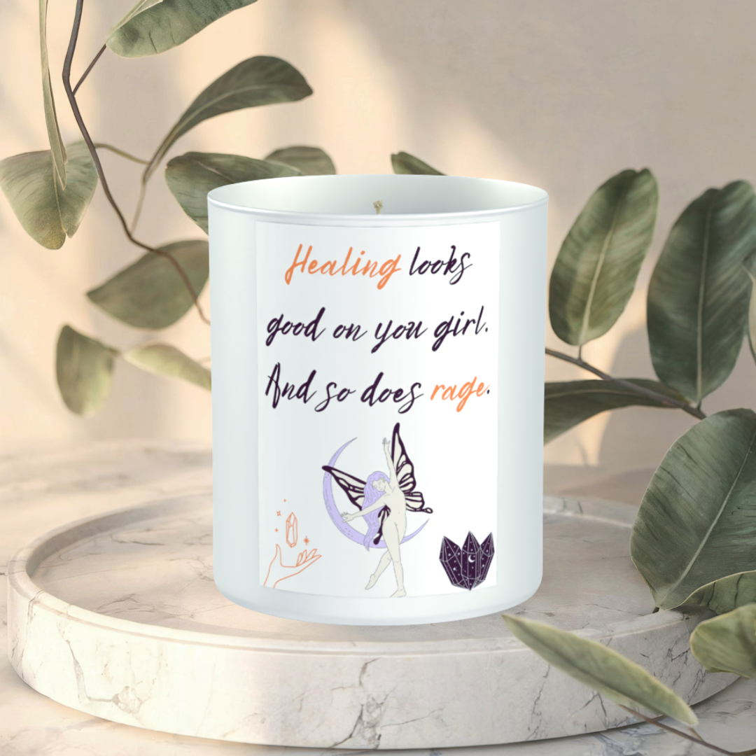 Healing and Rage 200g White candle ‘Sandy Bay'