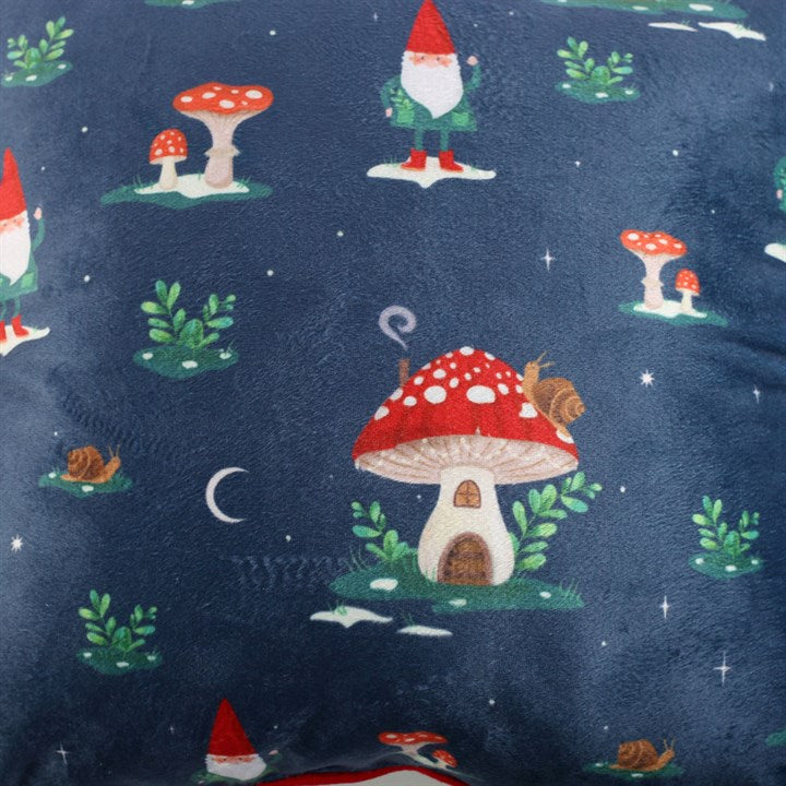 Gnome & Mushroom Cushion with Pom Poms – 35cm